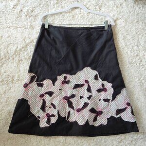 Y2K Gothic Fairy Skirt Size S Black Embroidered Floral Applique A Line Feminine